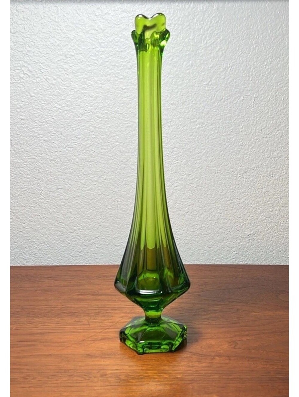 Vintage Viking Swung Glass 13” Emerald/Olive Green